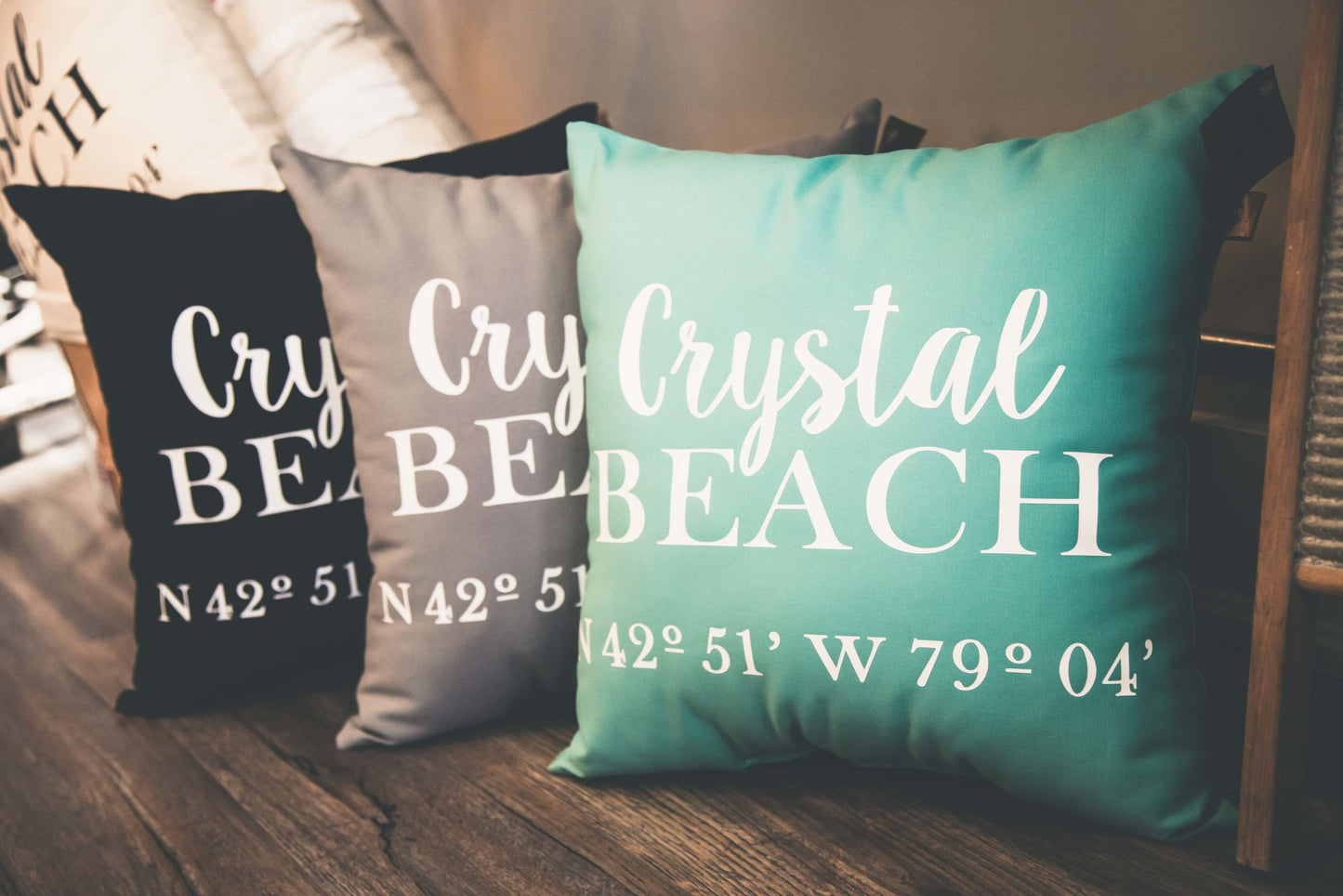 Crystal Beach Coordinates Pillow