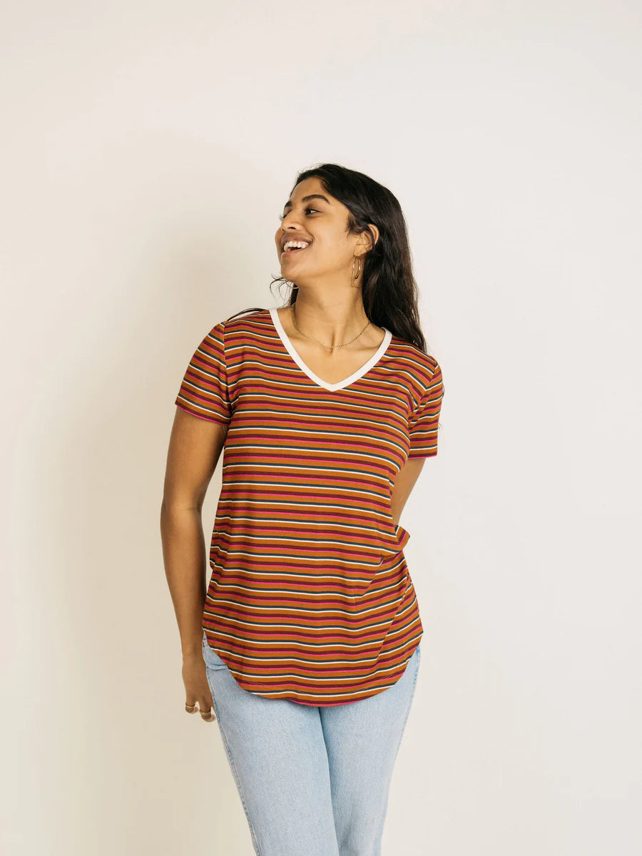 Girlfriend Tee - Allspice Stripe