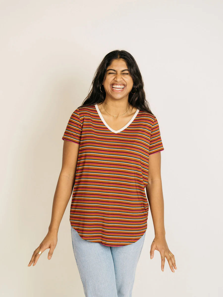 Girlfriend Tee - Allspice Stripe