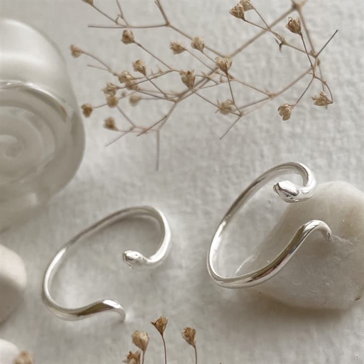 Grasslands Adjustable Snake Ring in Sterling Silver