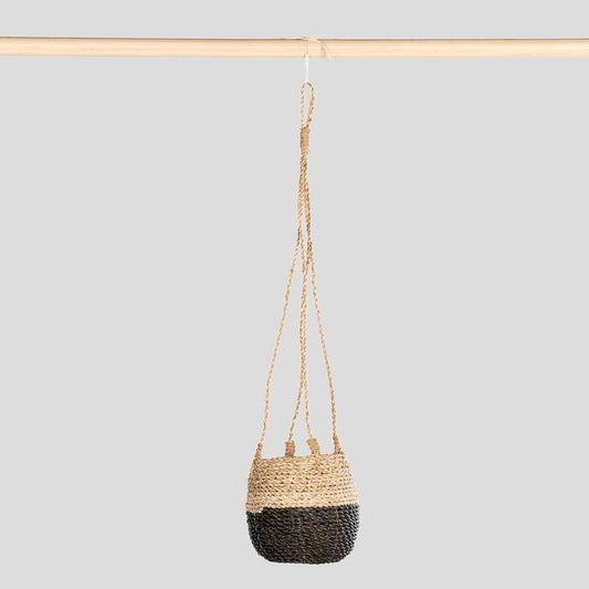 Hanging Pot Basket - Black / Natural