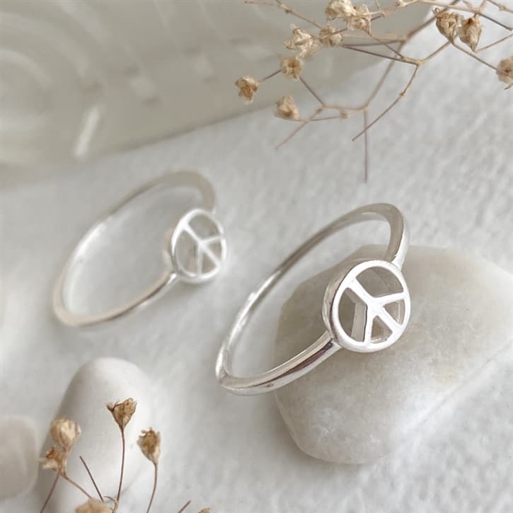 Holtom Peace Sign Ring in Sterling Silver