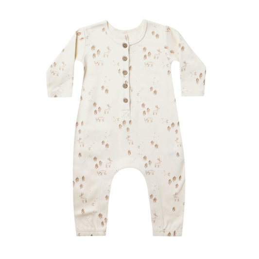 Long Sleeve Jumpsuit - Ivory/Woodlands