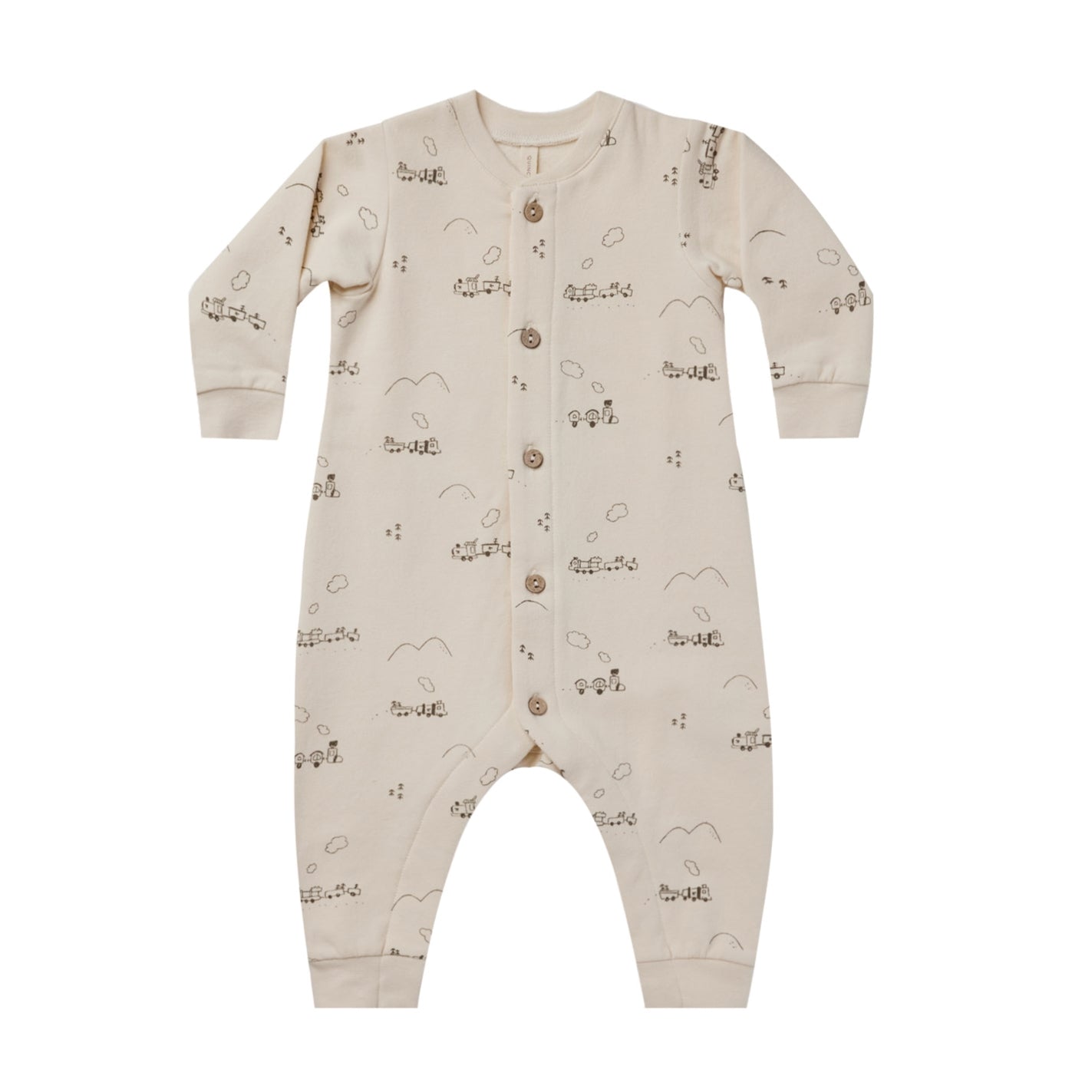 Fleece Jumpsuit - Natural/Trains