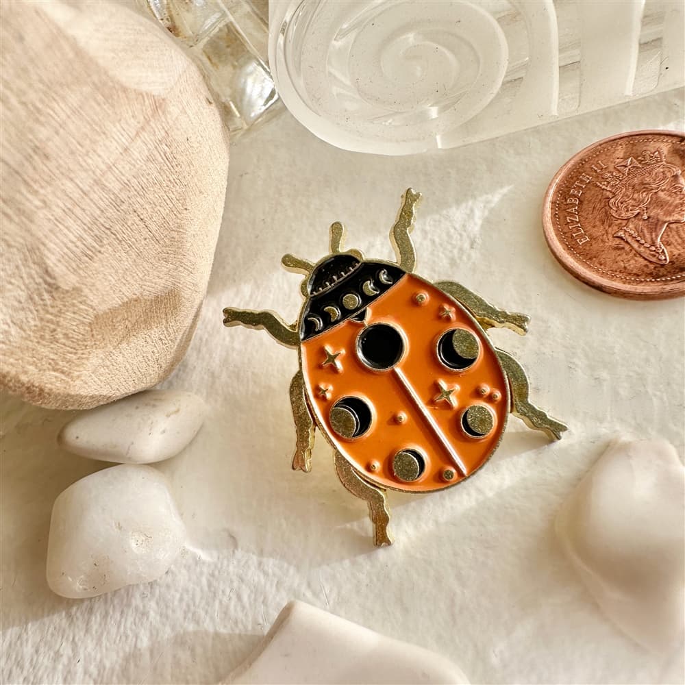 Marva Moon Phase Ladybug Enamel Pin