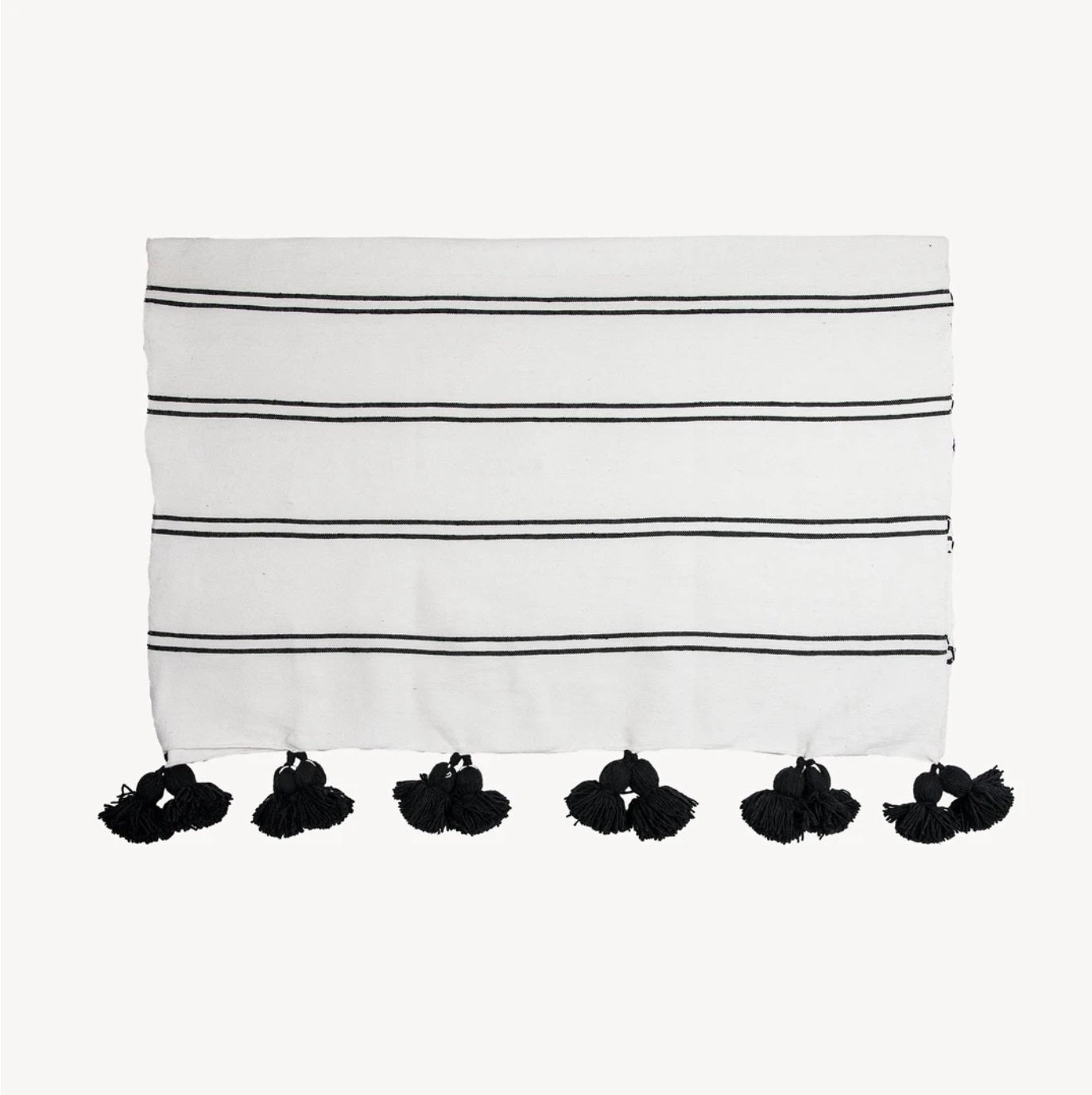 Moroccan Pom Pom Throw - Double Black