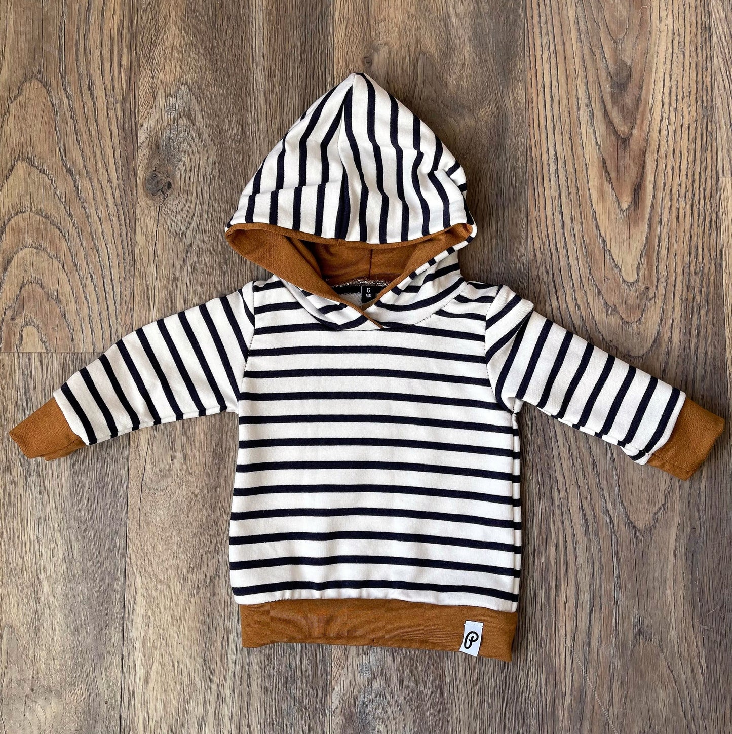 Baby Bamboo Hoodie with Baggy Pants Set - Navy Striped and Butterscotch