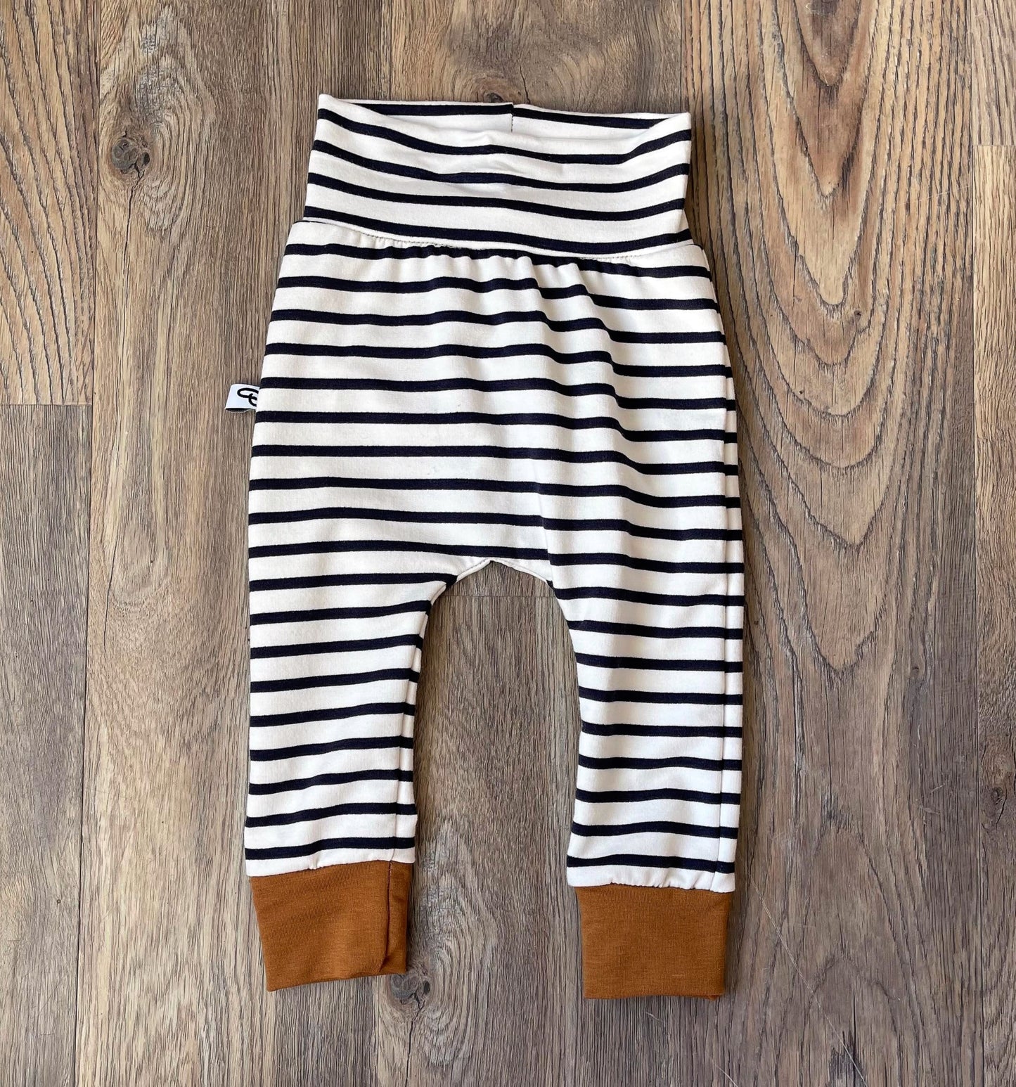 Baby Bamboo Hoodie with Baggy Pants Set - Navy Striped and Butterscotch