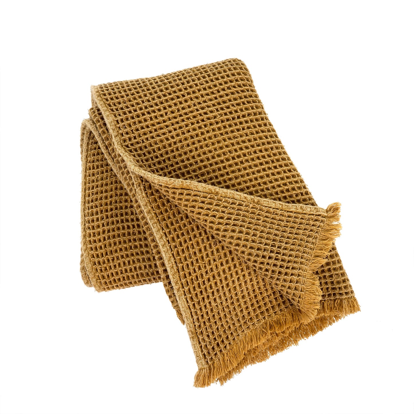 Ochre Waffle Throw