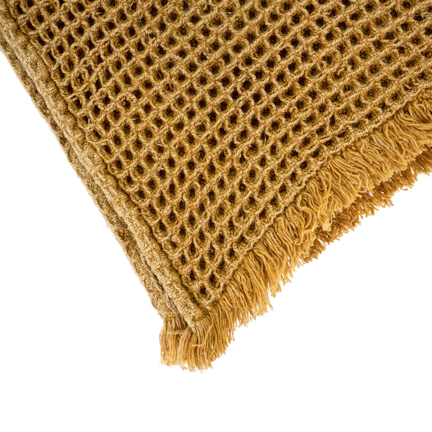 Ochre Waffle Throw
