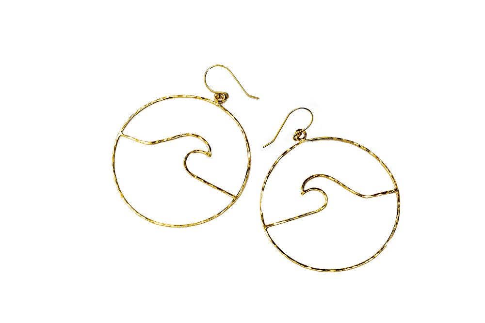 Peahi Wave Hoop Earrings in Gold