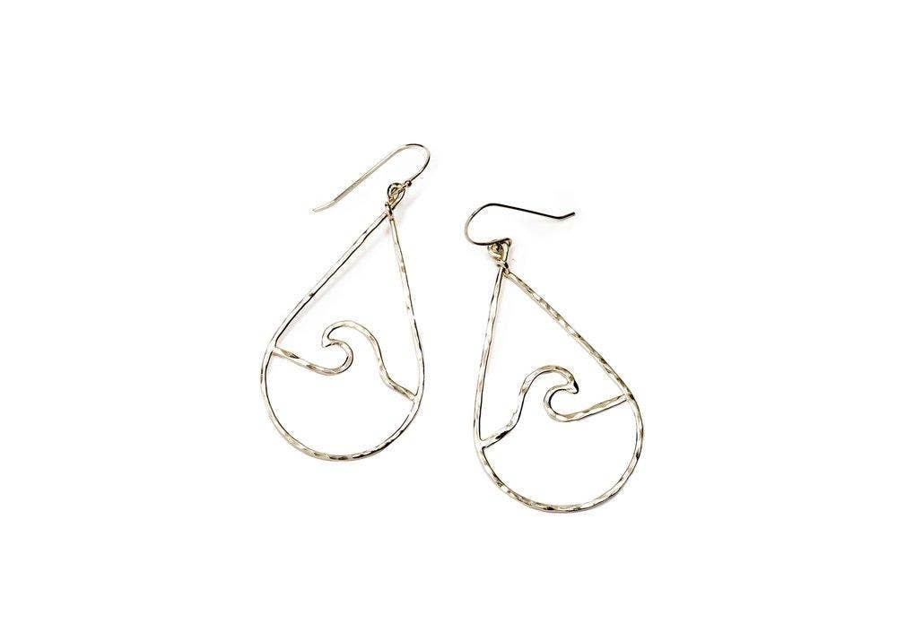 Peahi Wave Large Teardrop Earrings Sterling Silver