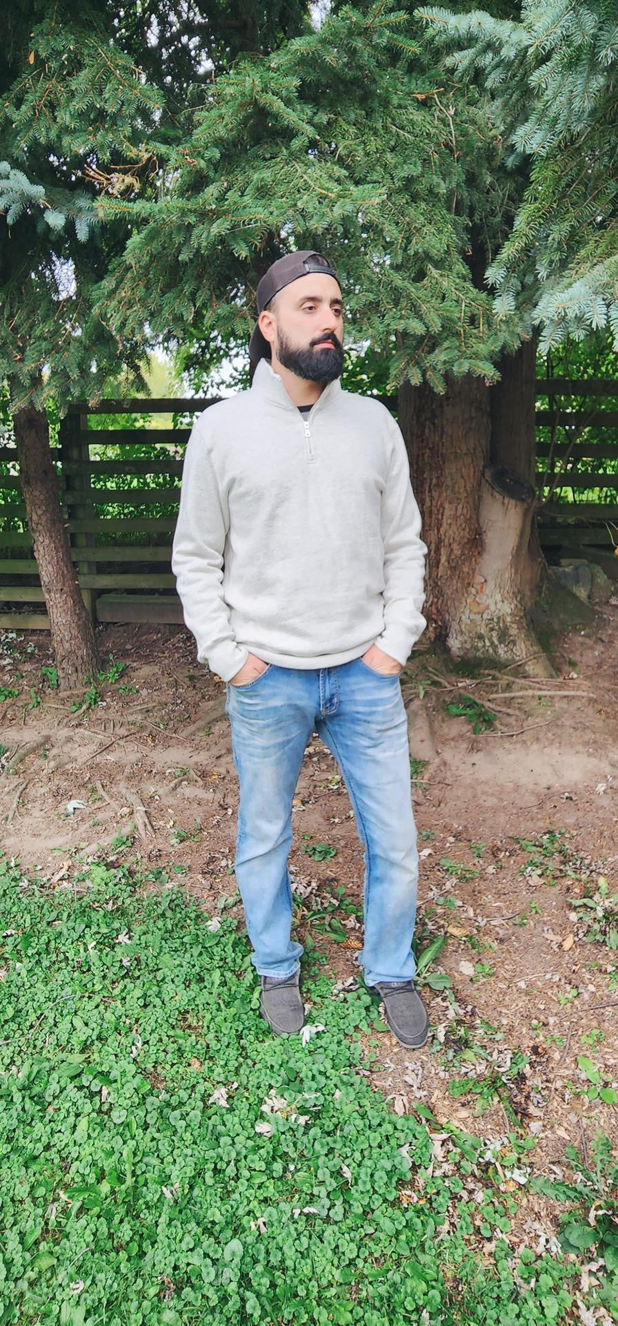 Planks Patch 1/4 Zip - Heather