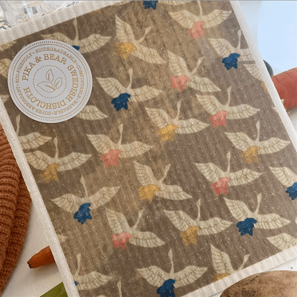 Sadako Crane Design Swedish Dishcloth