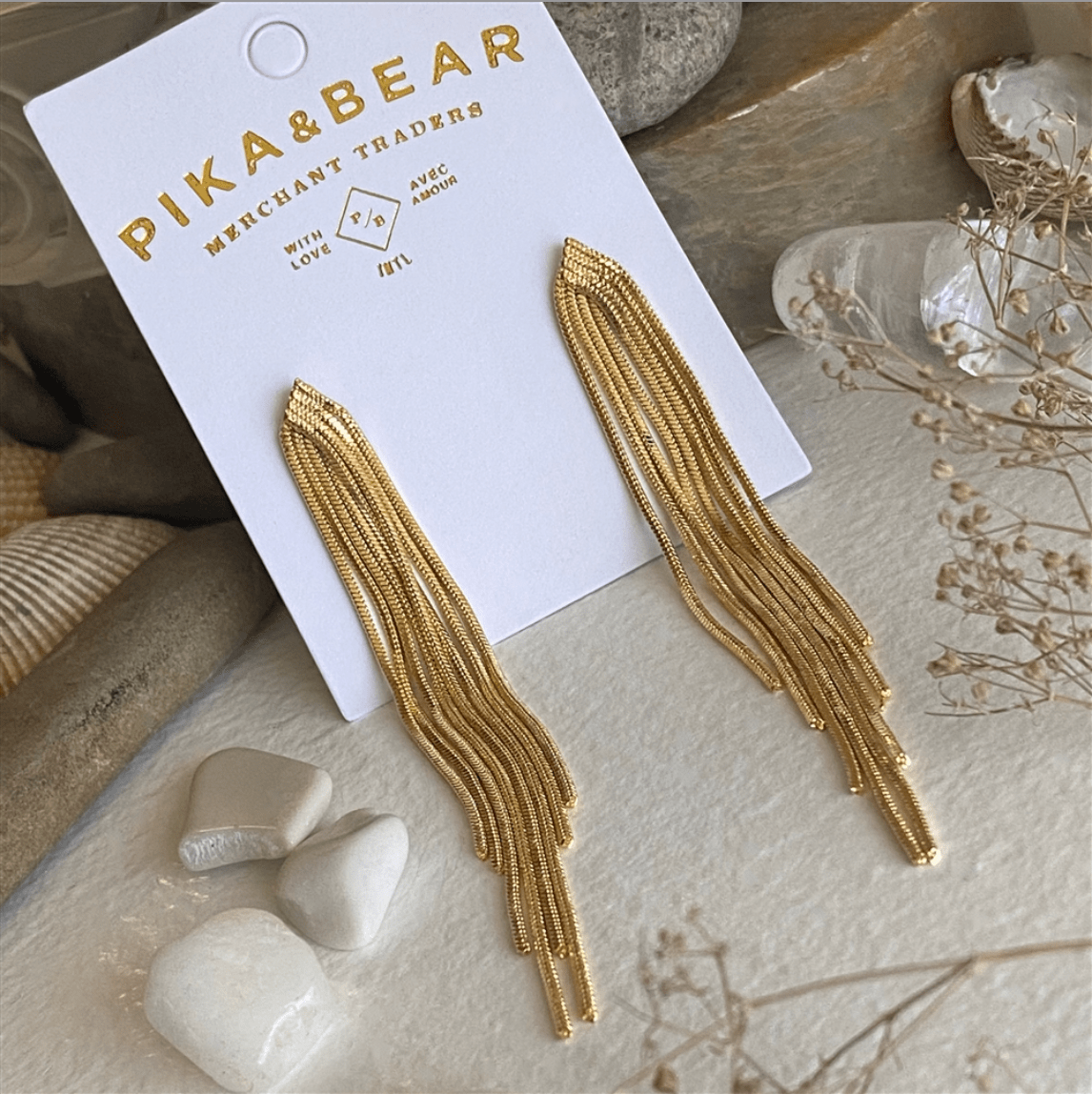 Sentinel Cascading Multi-Chain Drop Stud Earrings - Gold