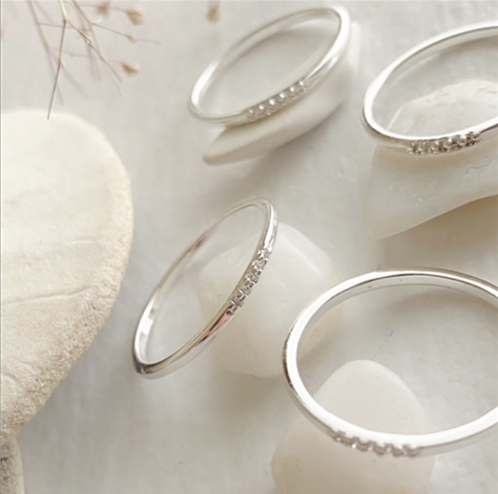 Trice Tiny Triple Rhinestone Ring in Sterling Silver