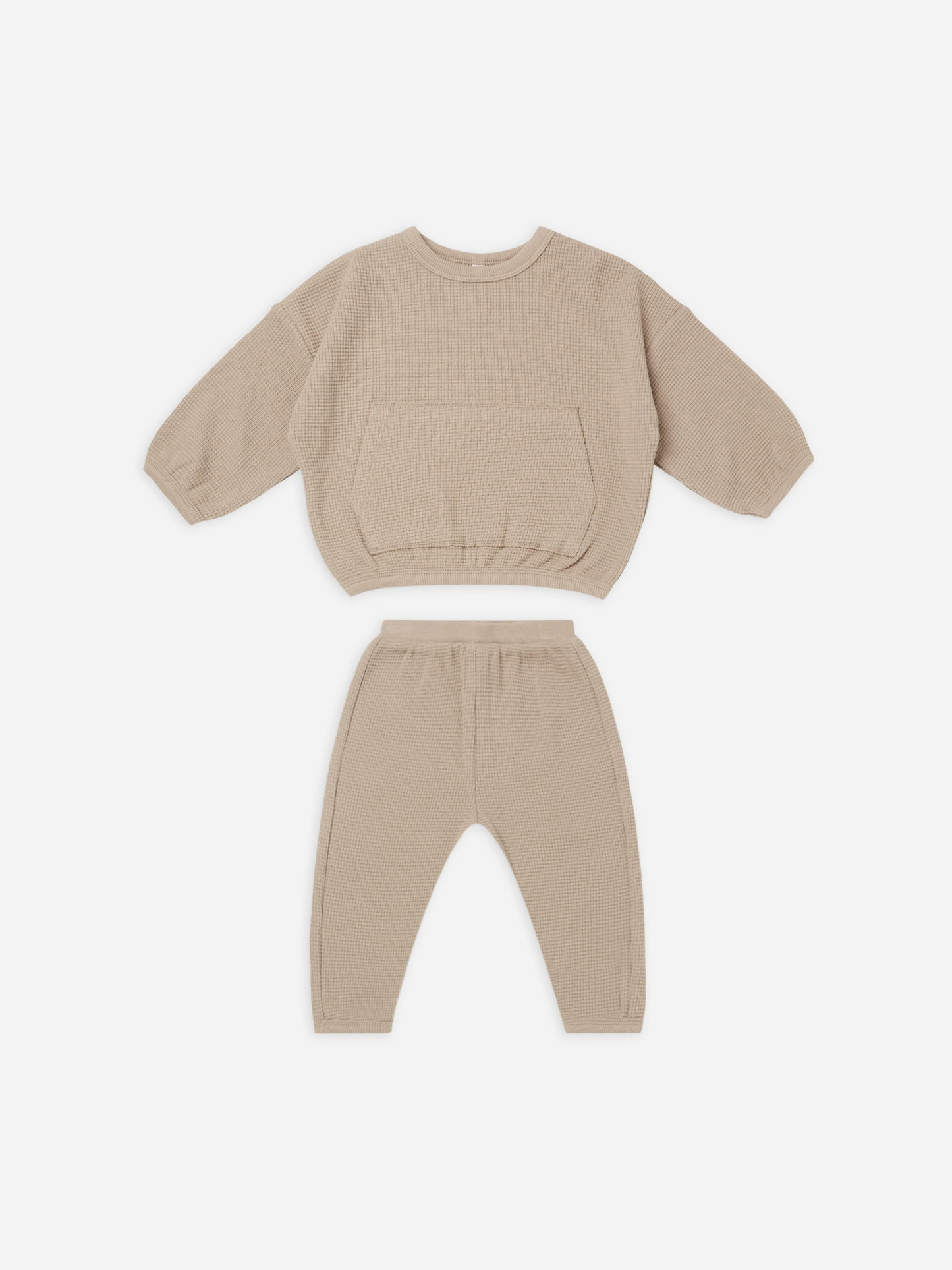 Waffle Top + Pant Set - Warm Grey