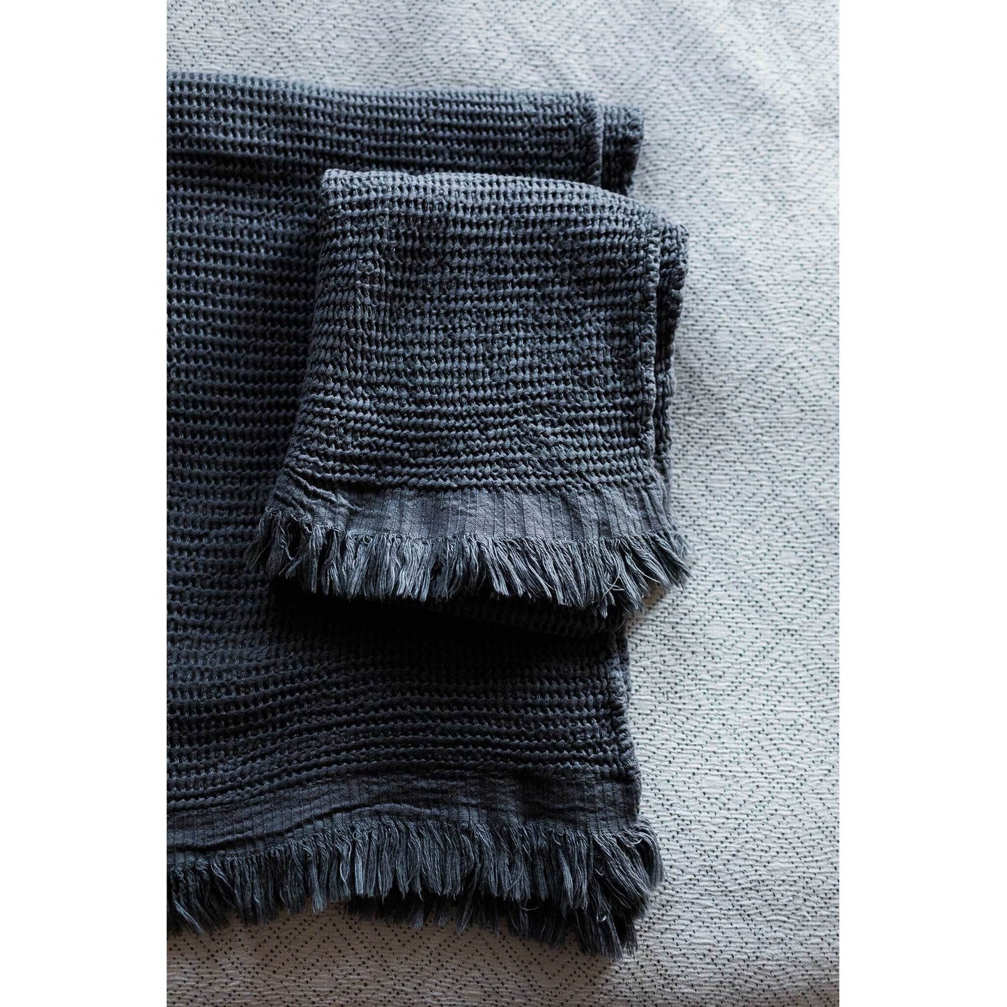 Wave Waffle Hand Towel - Charcoal