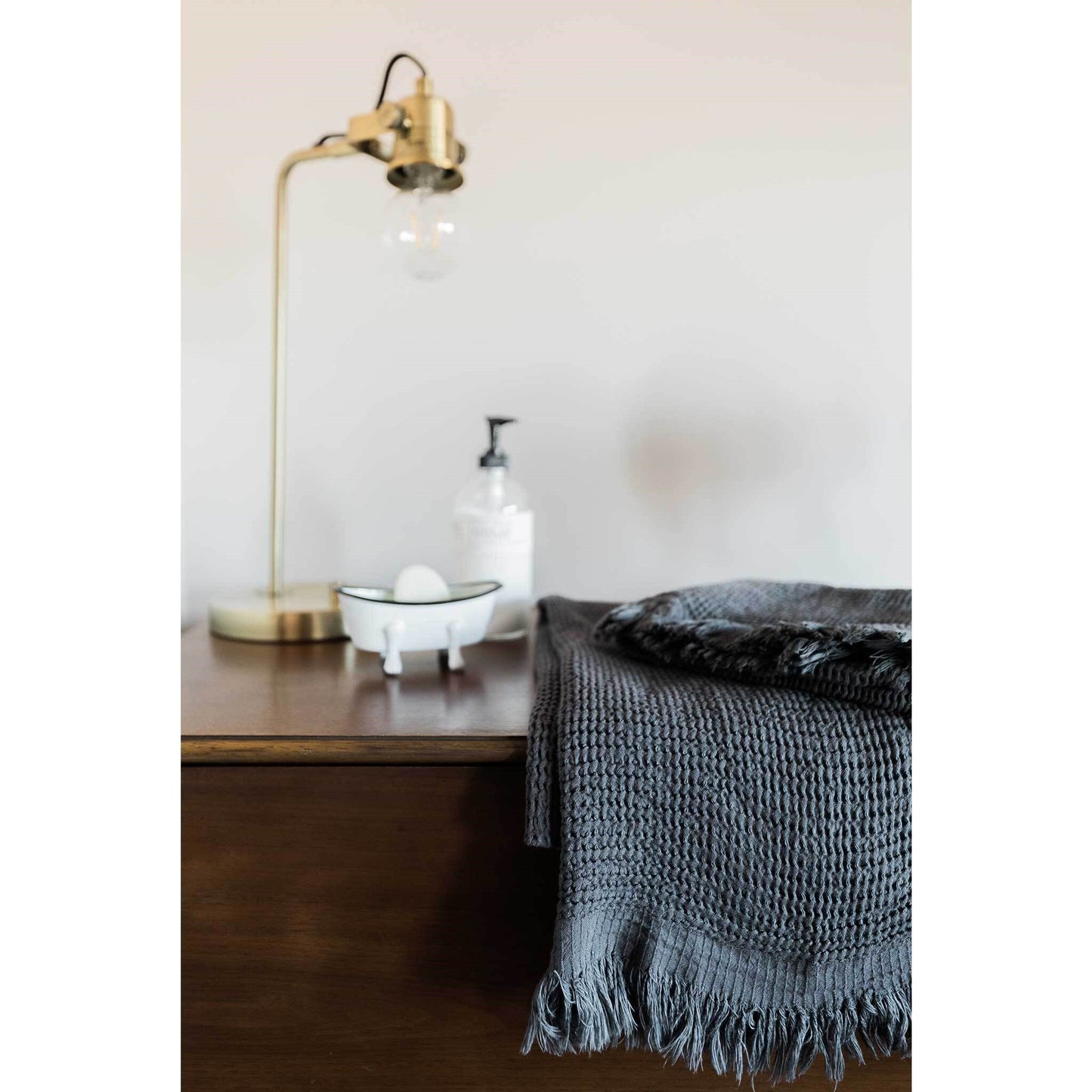 Wave Waffle Hand Towel - Charcoal