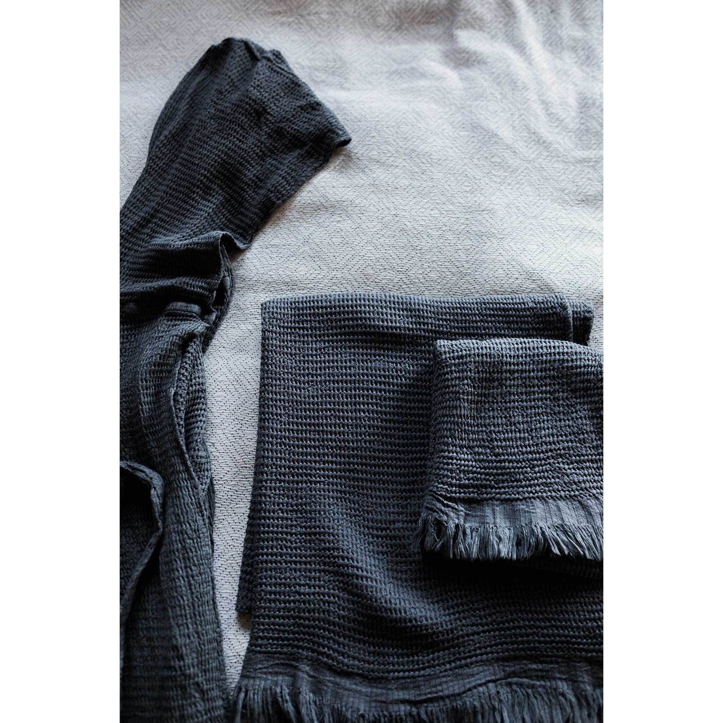 Wave Waffle Hand Towel - Charcoal