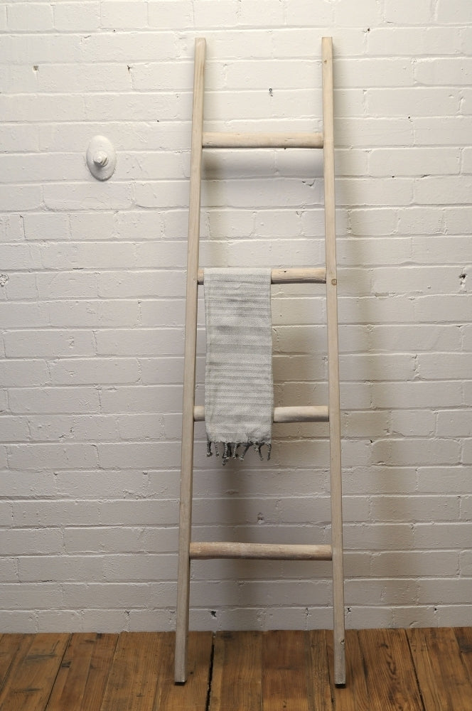 whitewash wooden blanket Ladder