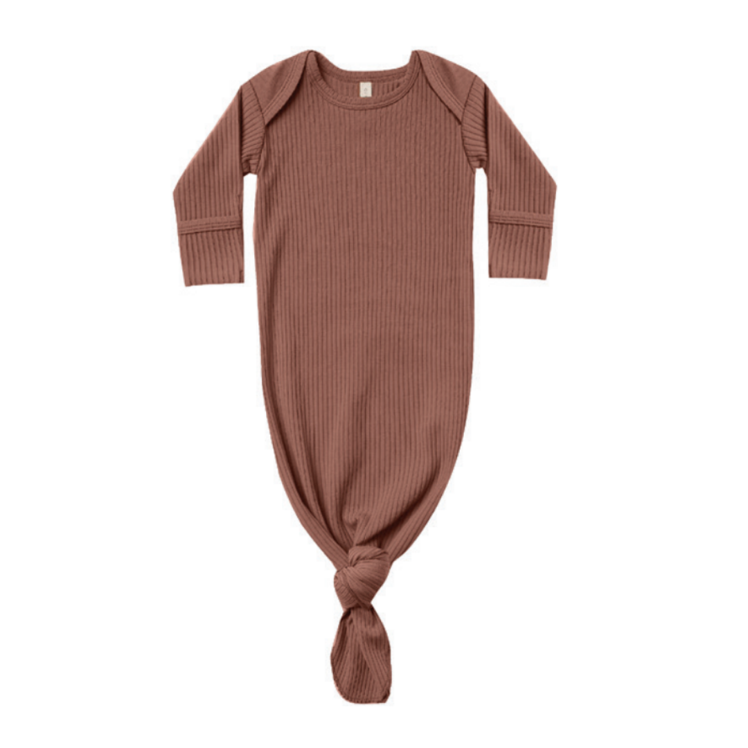 Knotted Baby Gown - Pecan