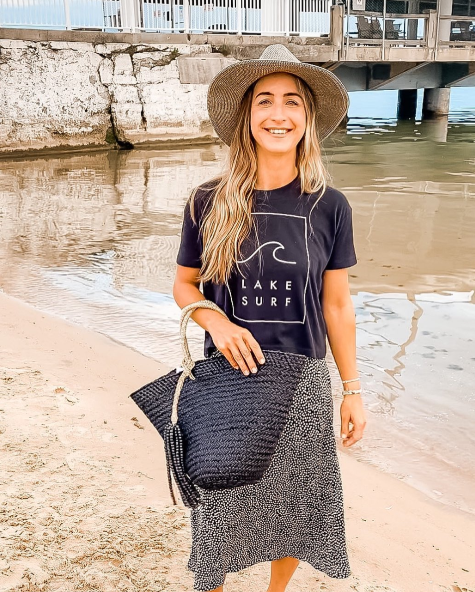 Lake Surf Crop Tee - Black