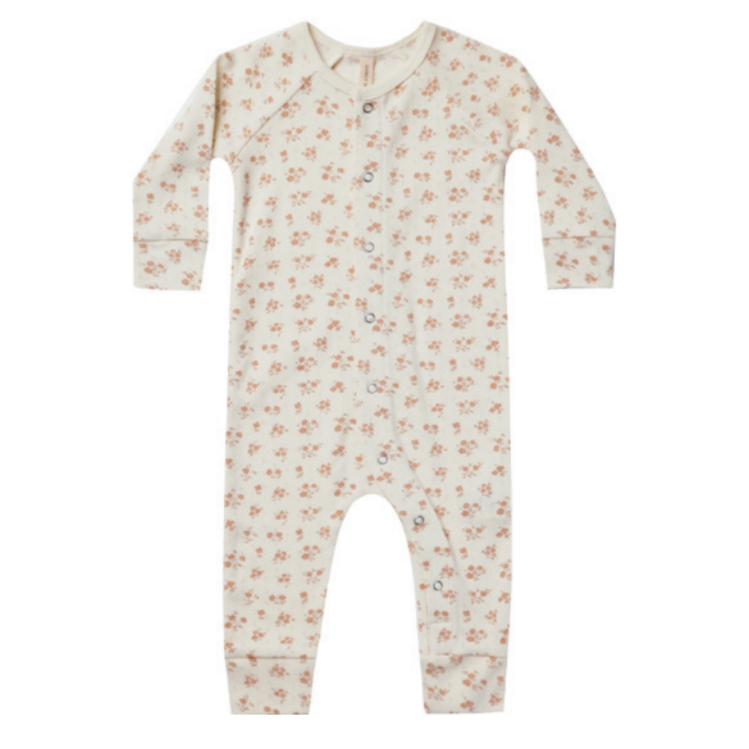 Pointelle Long John - Ivory/Blush Floral