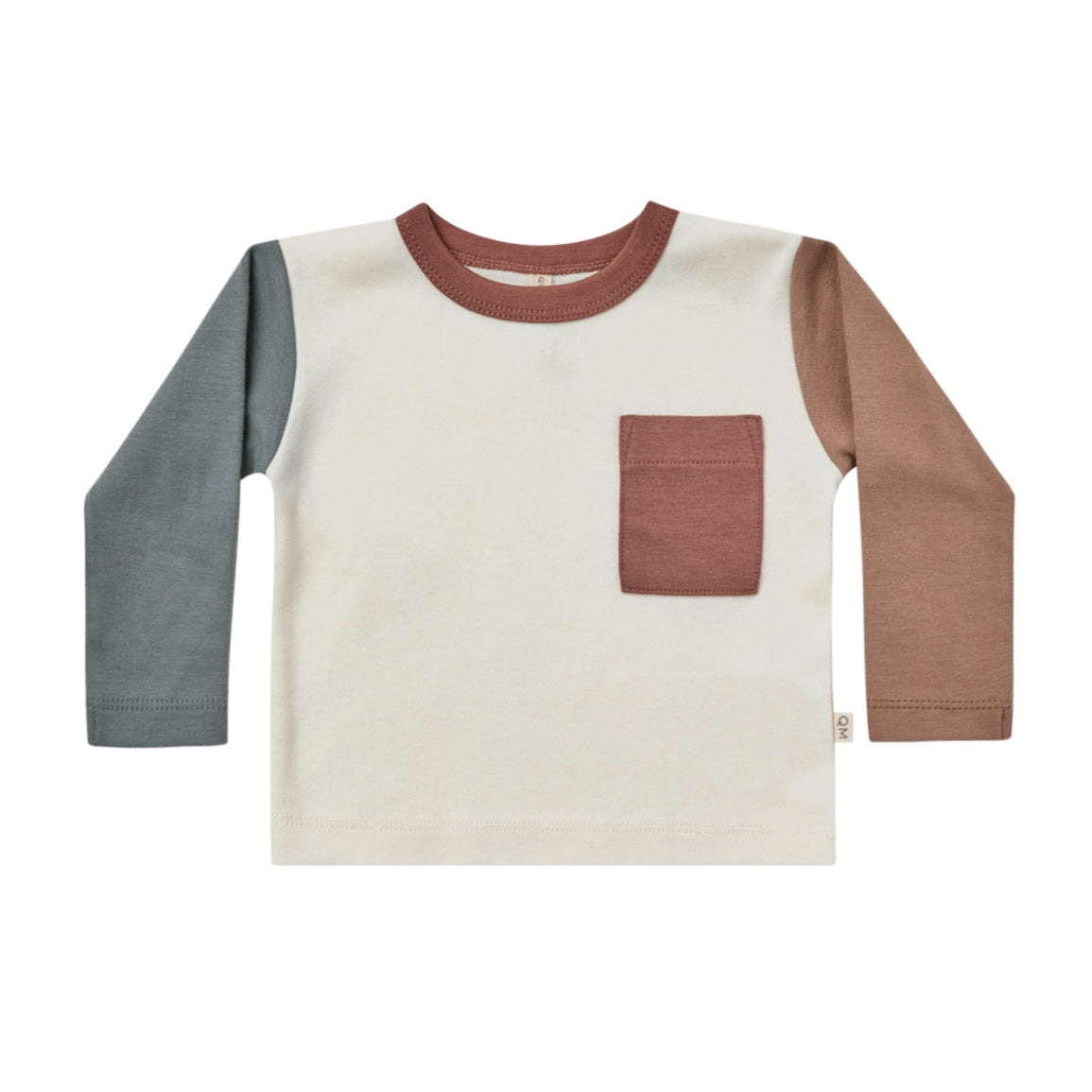Long Sleeve Pocket Tee - Ivory Colourblock