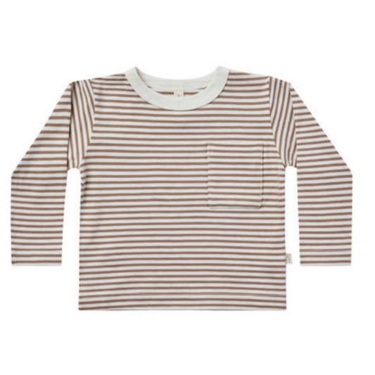 Long Sleeve Pocket Tee - Cocoa Stripe