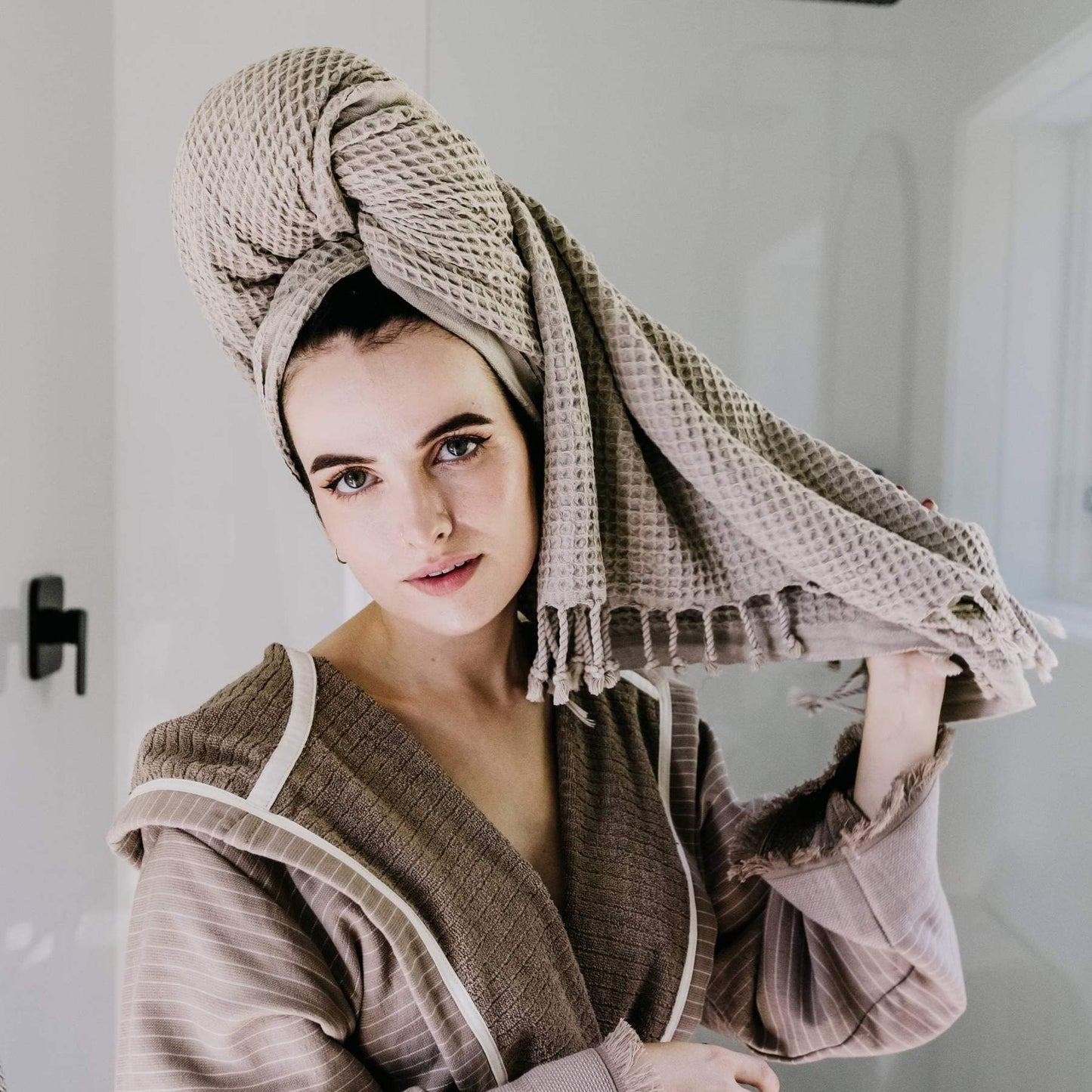 Stonewashed Waffle Towel - Clay