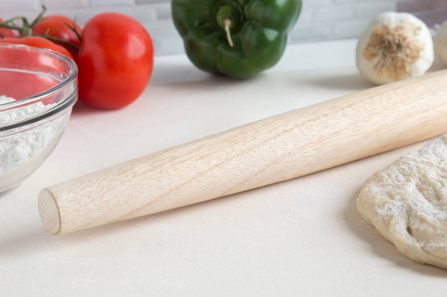 Fox Run Straight Rolling Pin with Tapered Ends, Wood, 20"