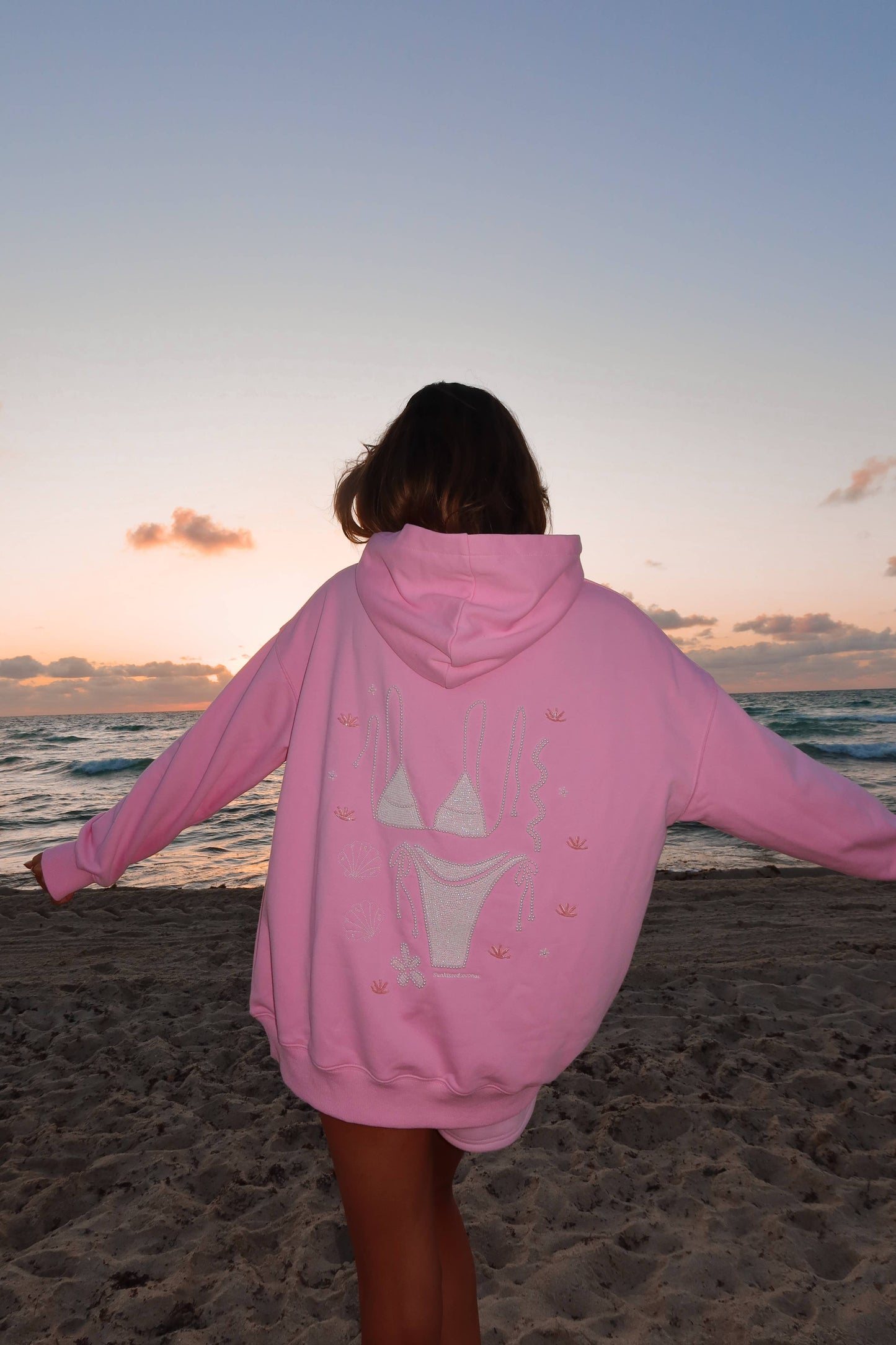 Lottie Pink Bikini Beaded Ocean Hoodie 100% Cotton - Lottie Pink