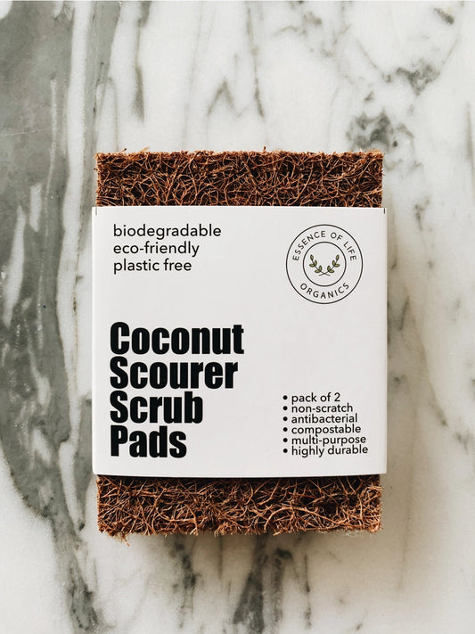 100% Plant Based and Compostable Coconut Scourer Scrub Pads - Pack of 2