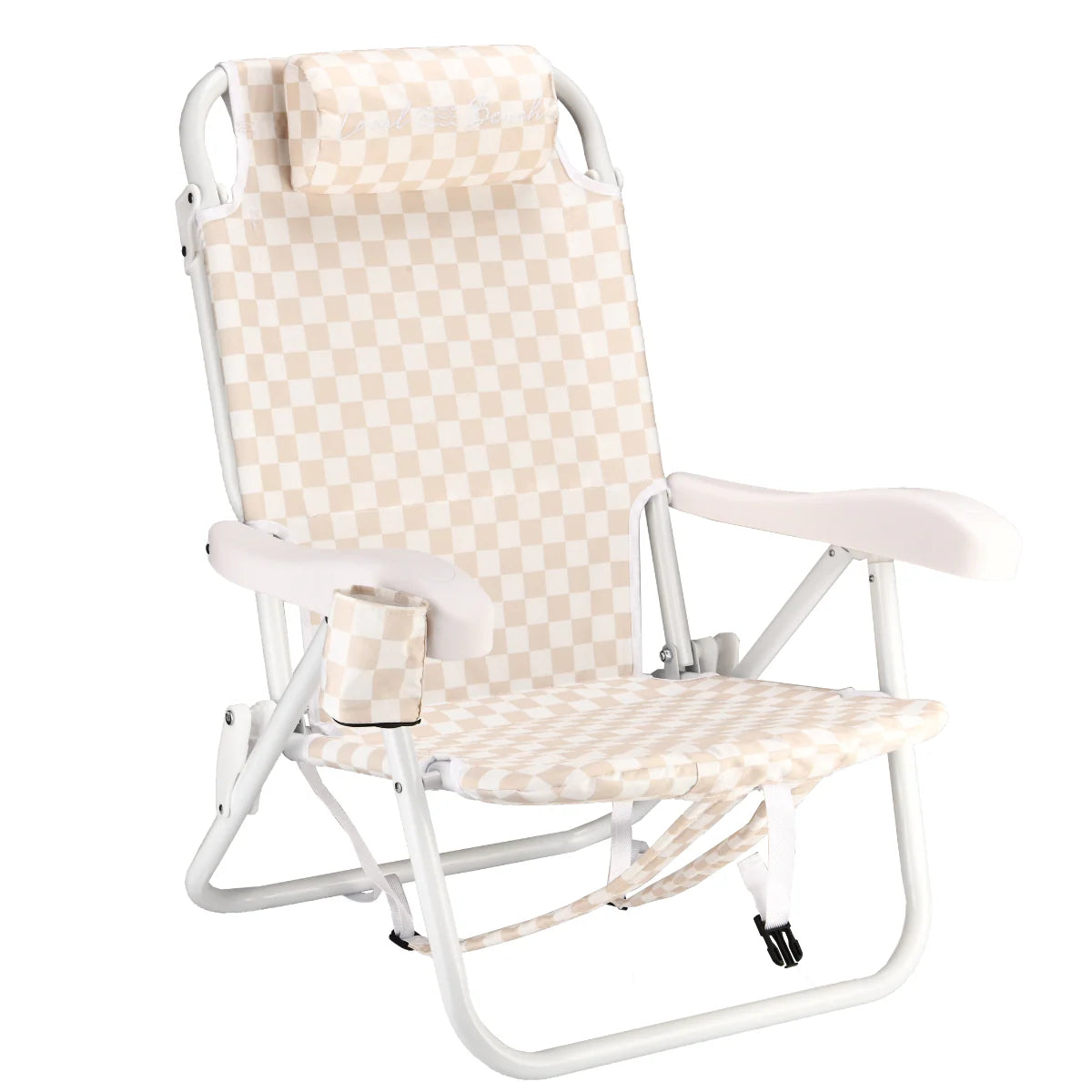 Checker Backpack Reclining Beach Chair - Sand