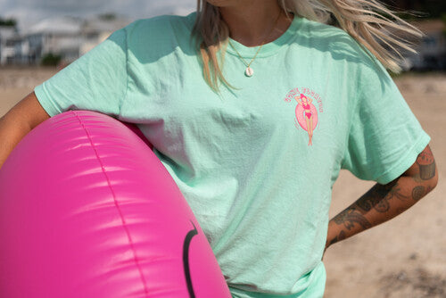 Pink Tube Gone Floatin Tee - Seafoam