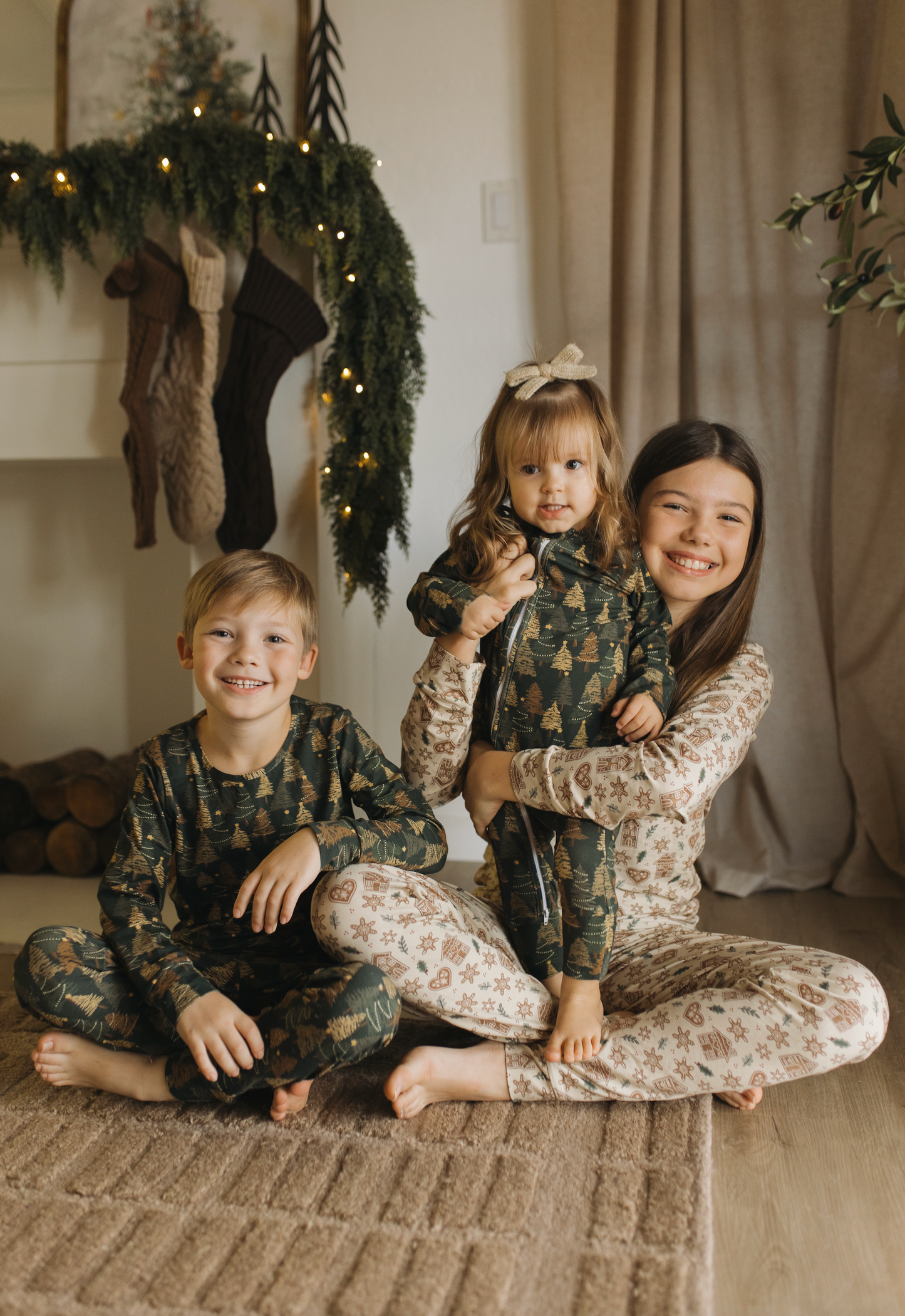 Holiday Bamboo Children's Two Piece Set - Evergreen Glow