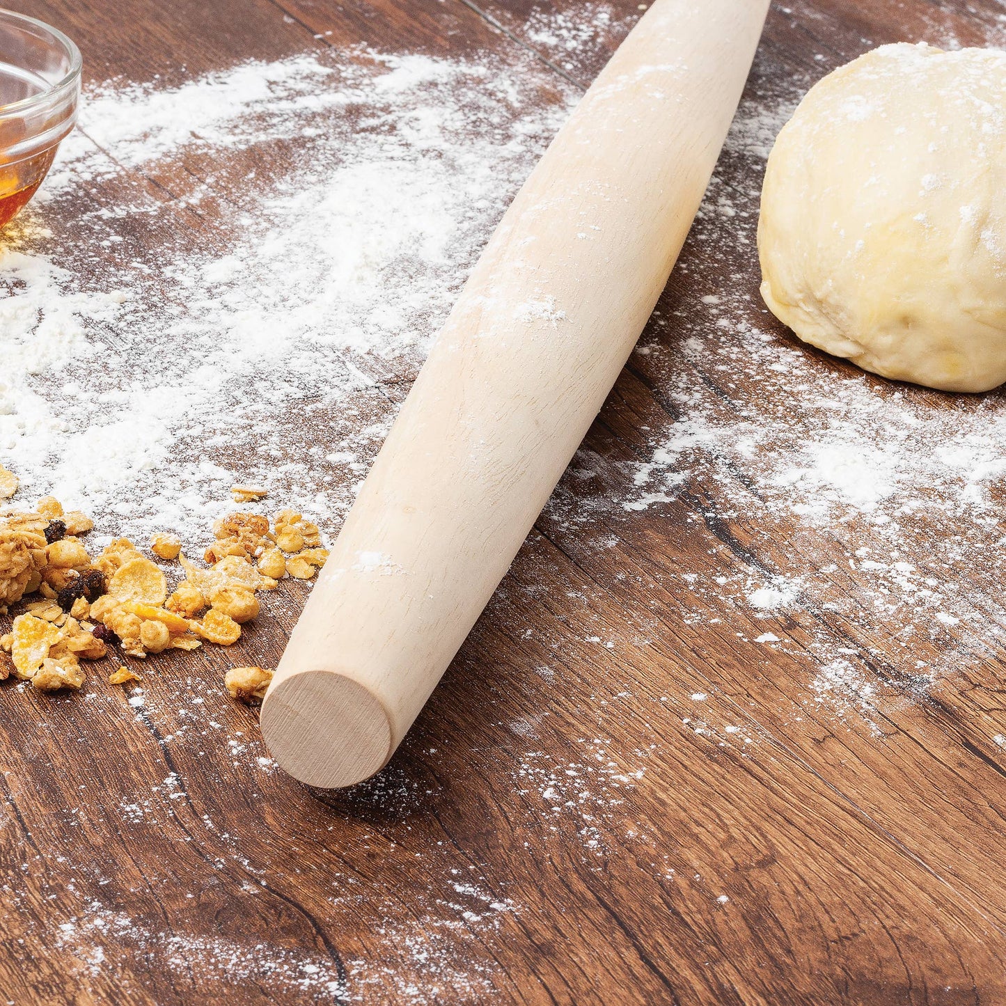 Fox Run Straight Rolling Pin with Tapered Ends, Wood, 20"