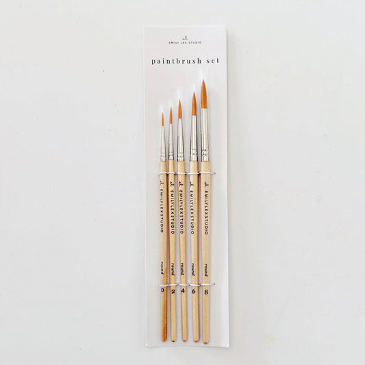 Watercolour Paintbrush -  Set Of 5 Wood Brushes