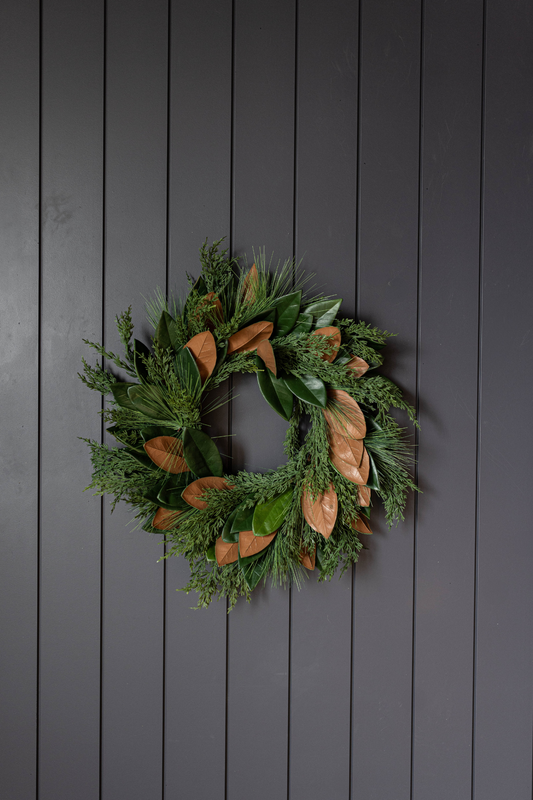 Magnolia Norfolk Cypress Mixed Real Touch Wreath - 24"