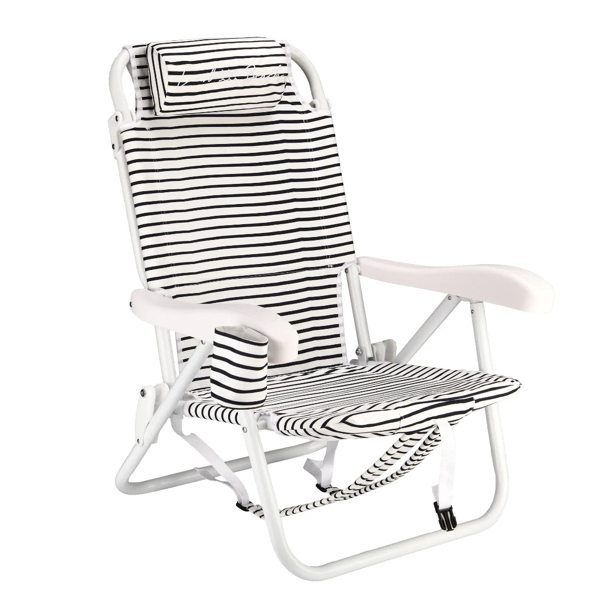Brush Stripe Reclining Backpack Chair - Black