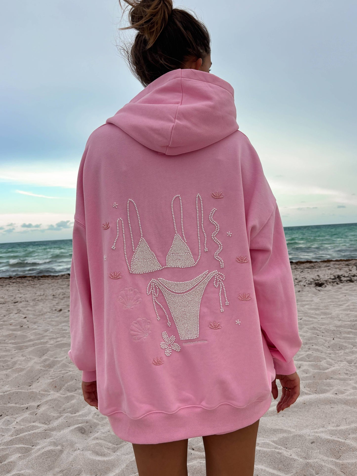 Lottie Pink Bikini Beaded Ocean Hoodie 100% Cotton - Lottie Pink