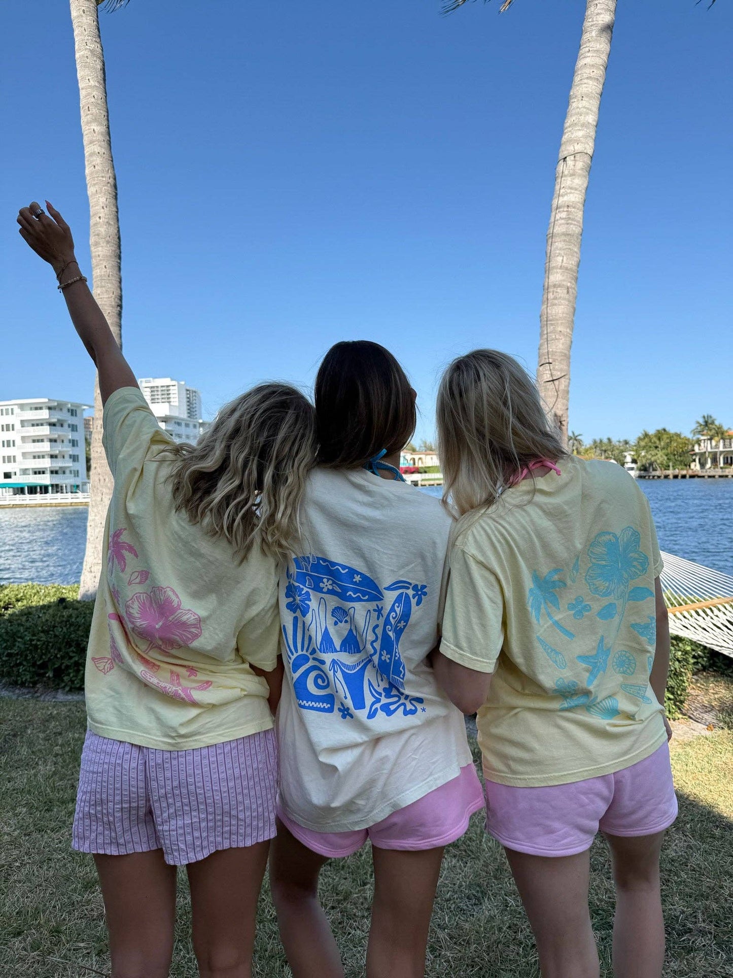 Blue Swim And Surf Comfort Colors Tee - Ivory