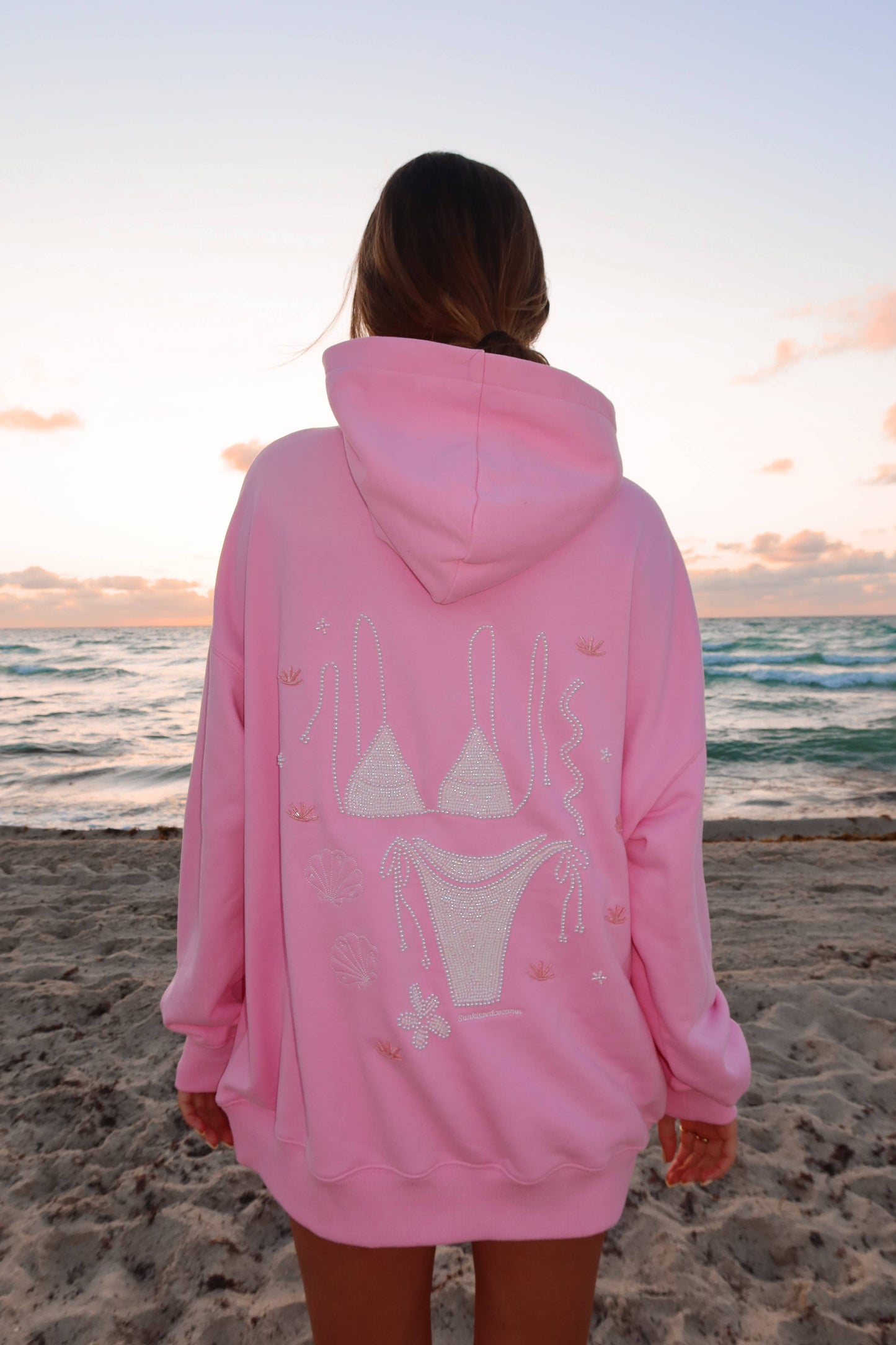 Lottie Pink Bikini Beaded Ocean Hoodie 100% Cotton - Lottie Pink