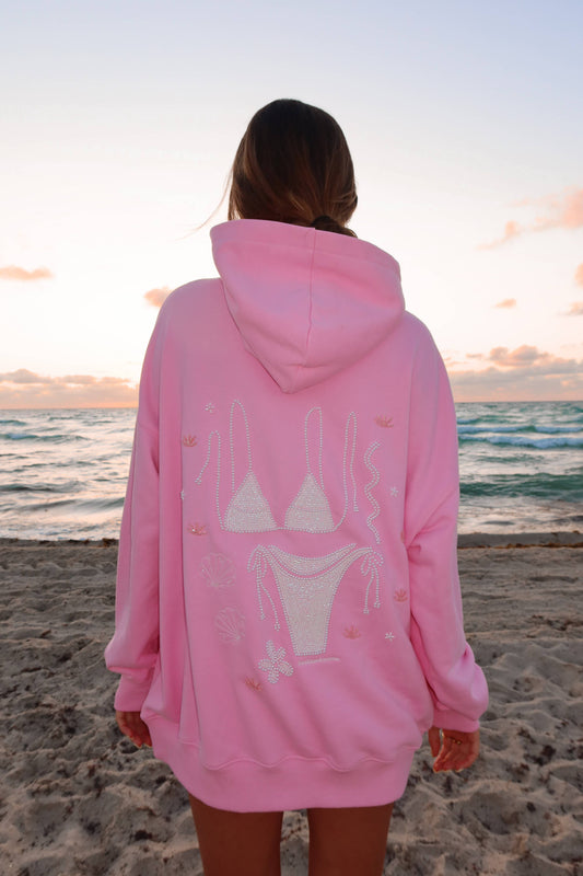 Lottie Pink Bikini Beaded Ocean Hoodie 100% Cotton - Lottie Pink