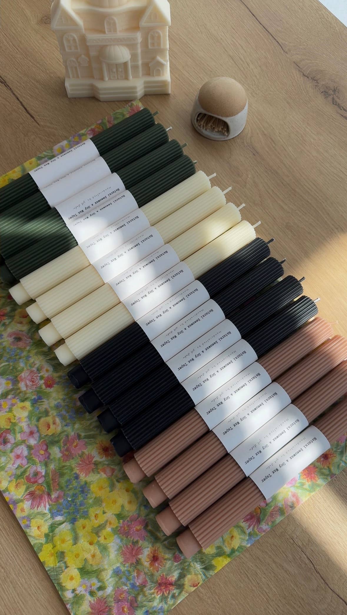 Ribbed Thick Taper | Beeswax & Soy Wax
