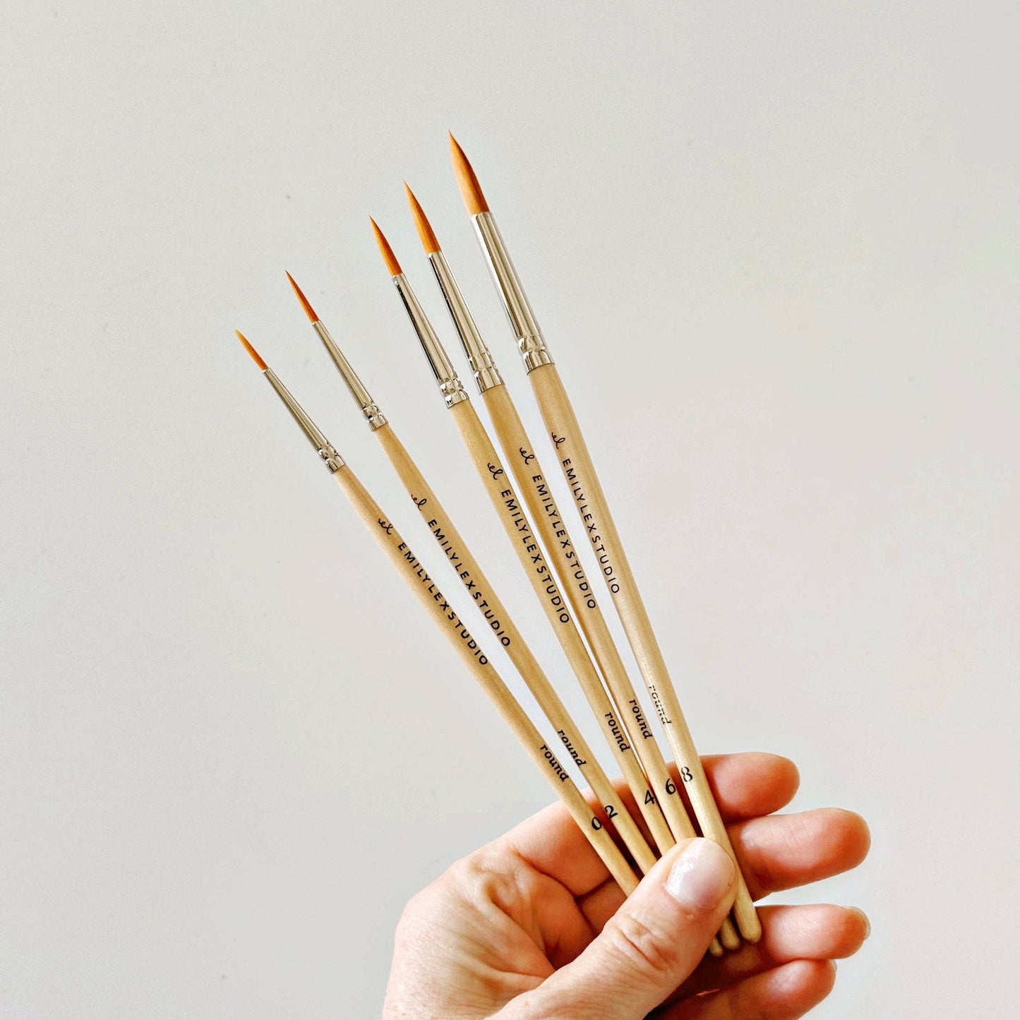 Watercolour Paintbrush -  Set Of 5 Wood Brushes