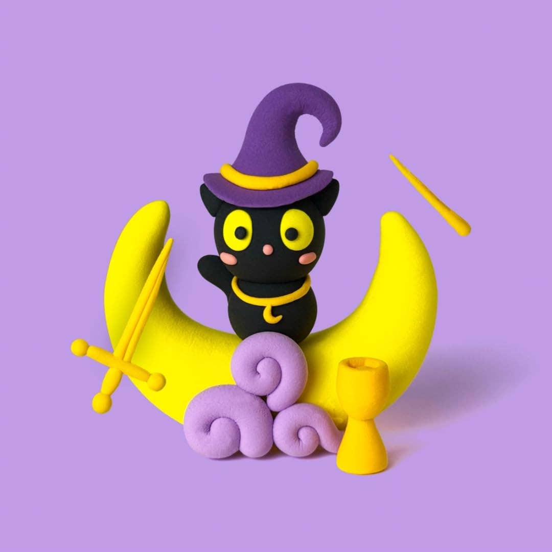 Halloween Cat Clay Crafting Kit
