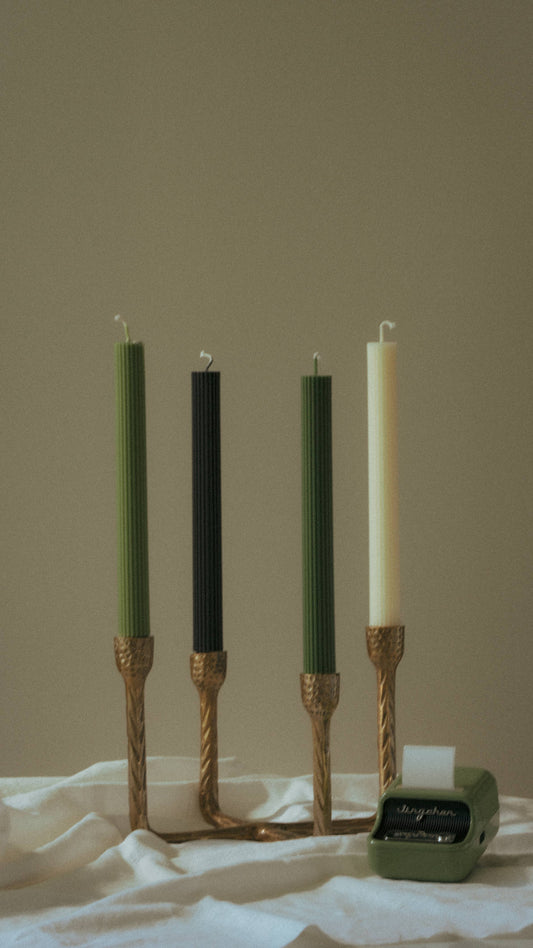 Ribbed Thick Taper | Beeswax & Soy Wax