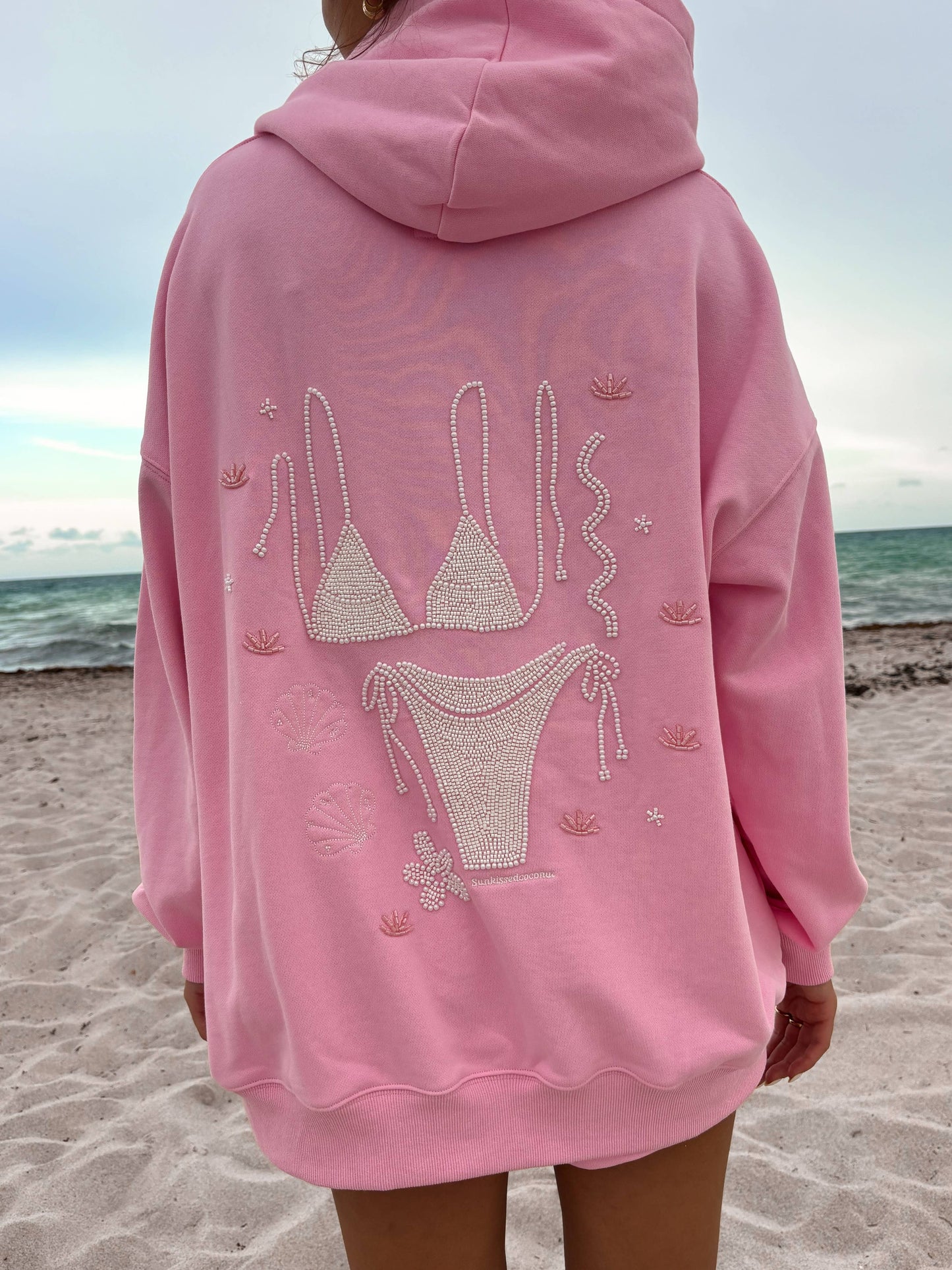 Lottie Pink Bikini Beaded Ocean Hoodie 100% Cotton - Lottie Pink